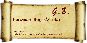 Goszman Boglárka névjegykártya